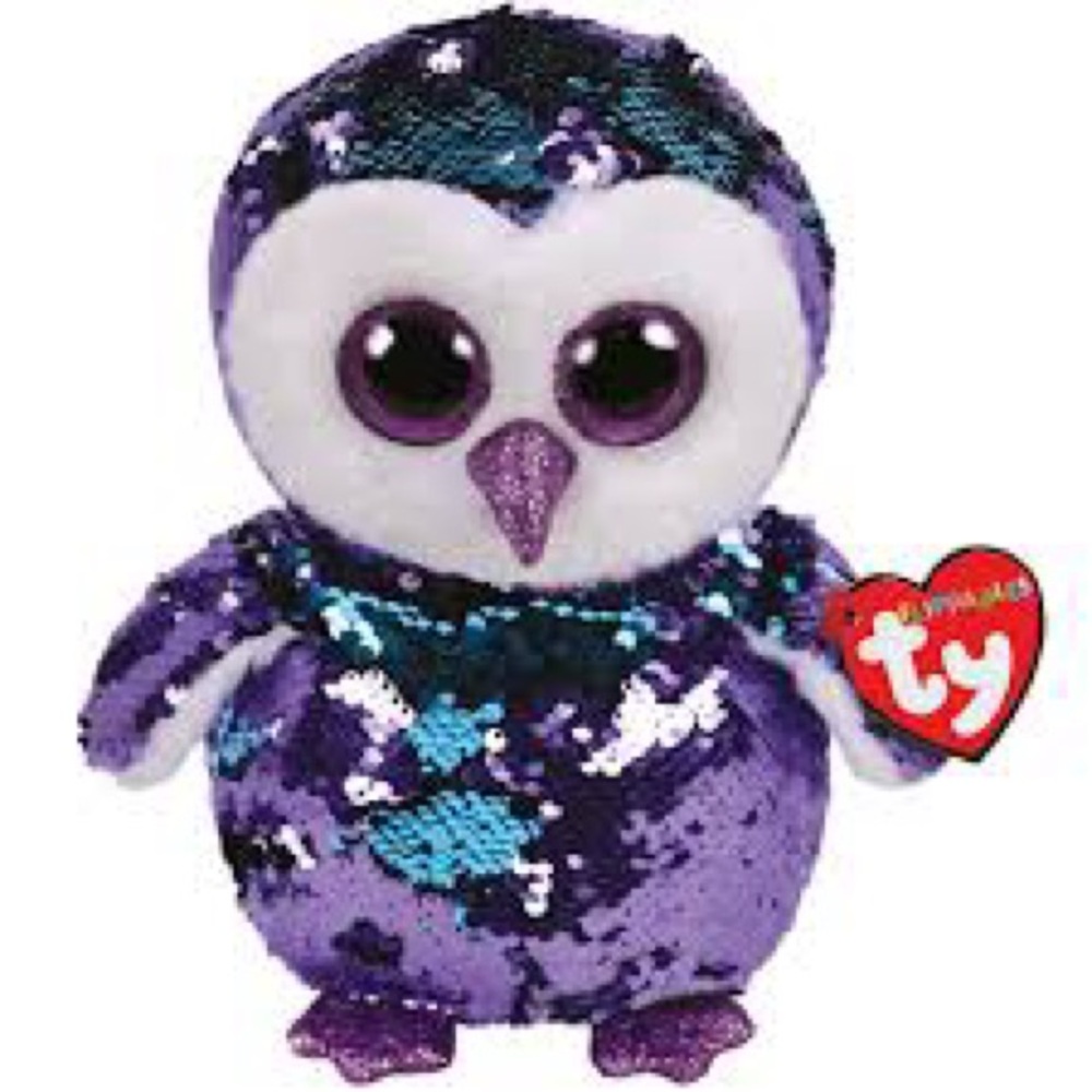 Ty Sparkly Owl Plush with Sequins